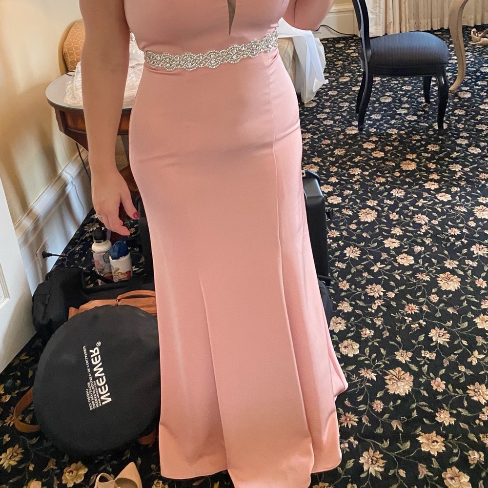 Blush bridesmaid dress. Also great for a wedding guest formal dreess